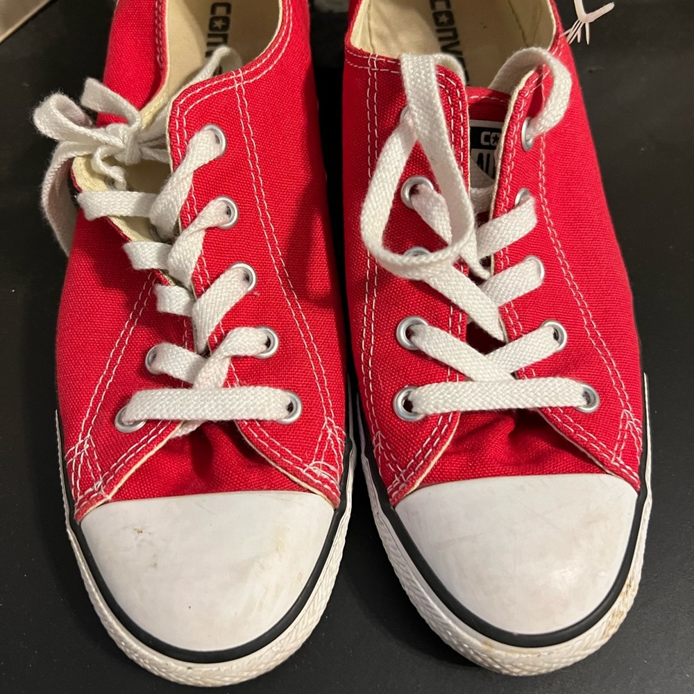 Converse red and white size 8
